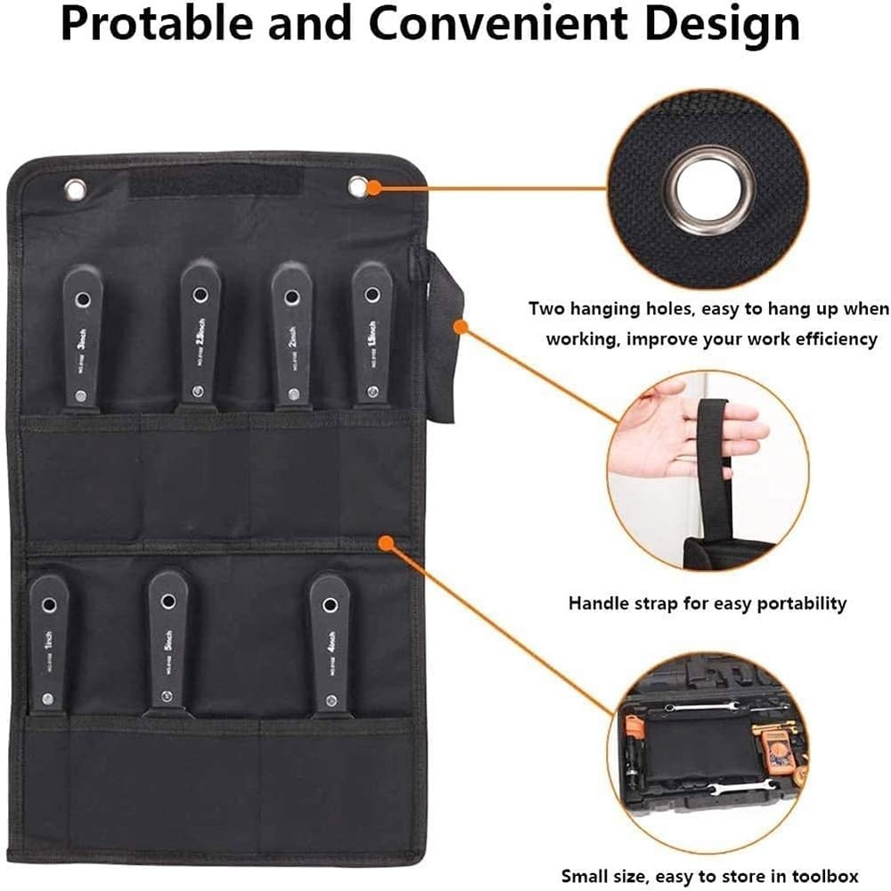 Versatile 7PCS Drywall Spackling Tools in Storage Bag for Easy Repairs