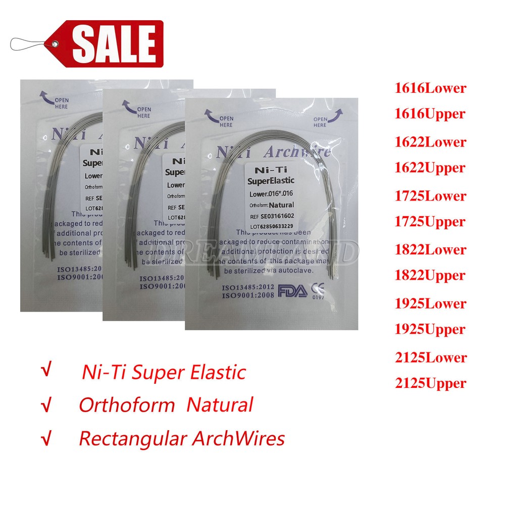 10pcs Dental Orthodontic Arch Wire Rectangular Niti Super Elastic Upper/Lower