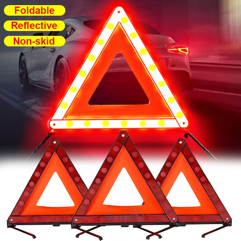 3-PACK Safety Triangles DOT Approved Warning Triangles Enmergency Reflector