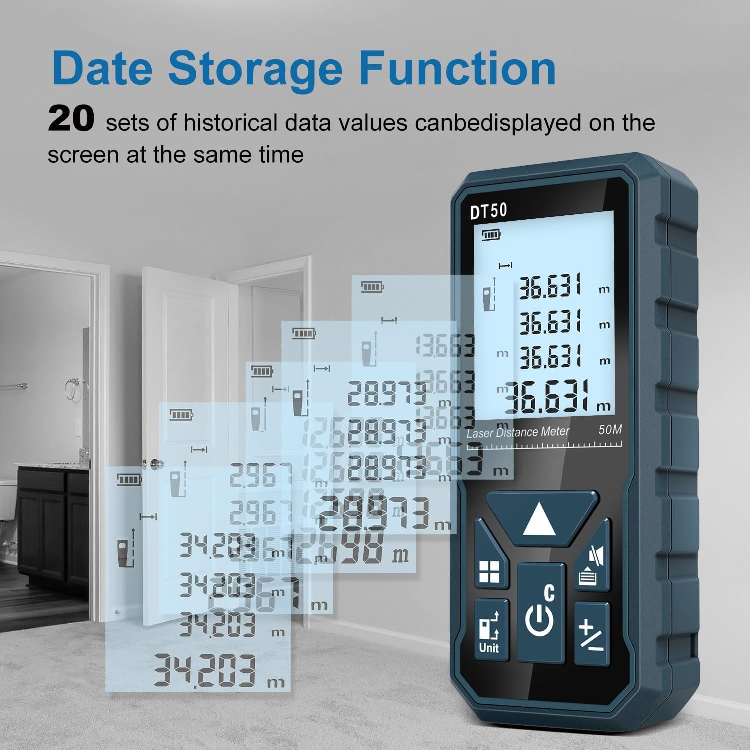 Medidor Laser De Distancia Digital Modo Pitagorico Hasta 165 Metros