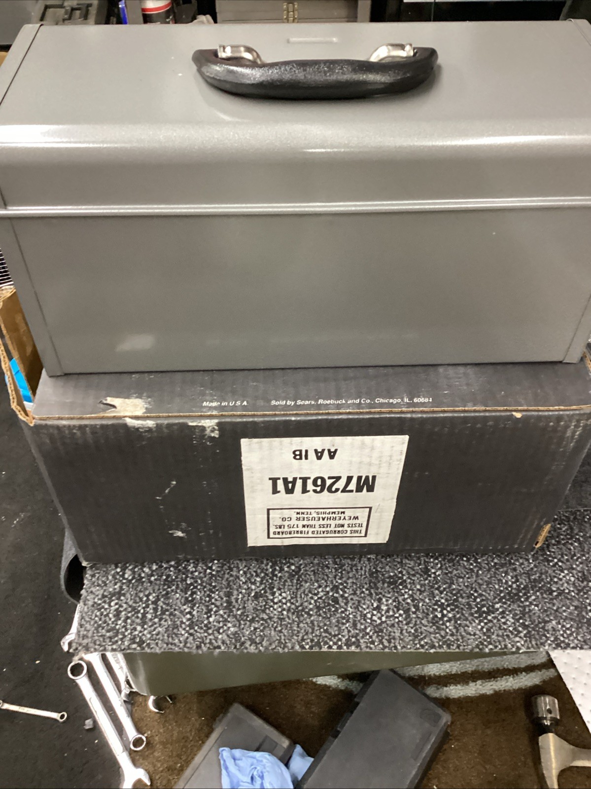 Craftsman USA Vtg. 16” Steel Tool Box 65014 W/Red Tote Tray New In Box