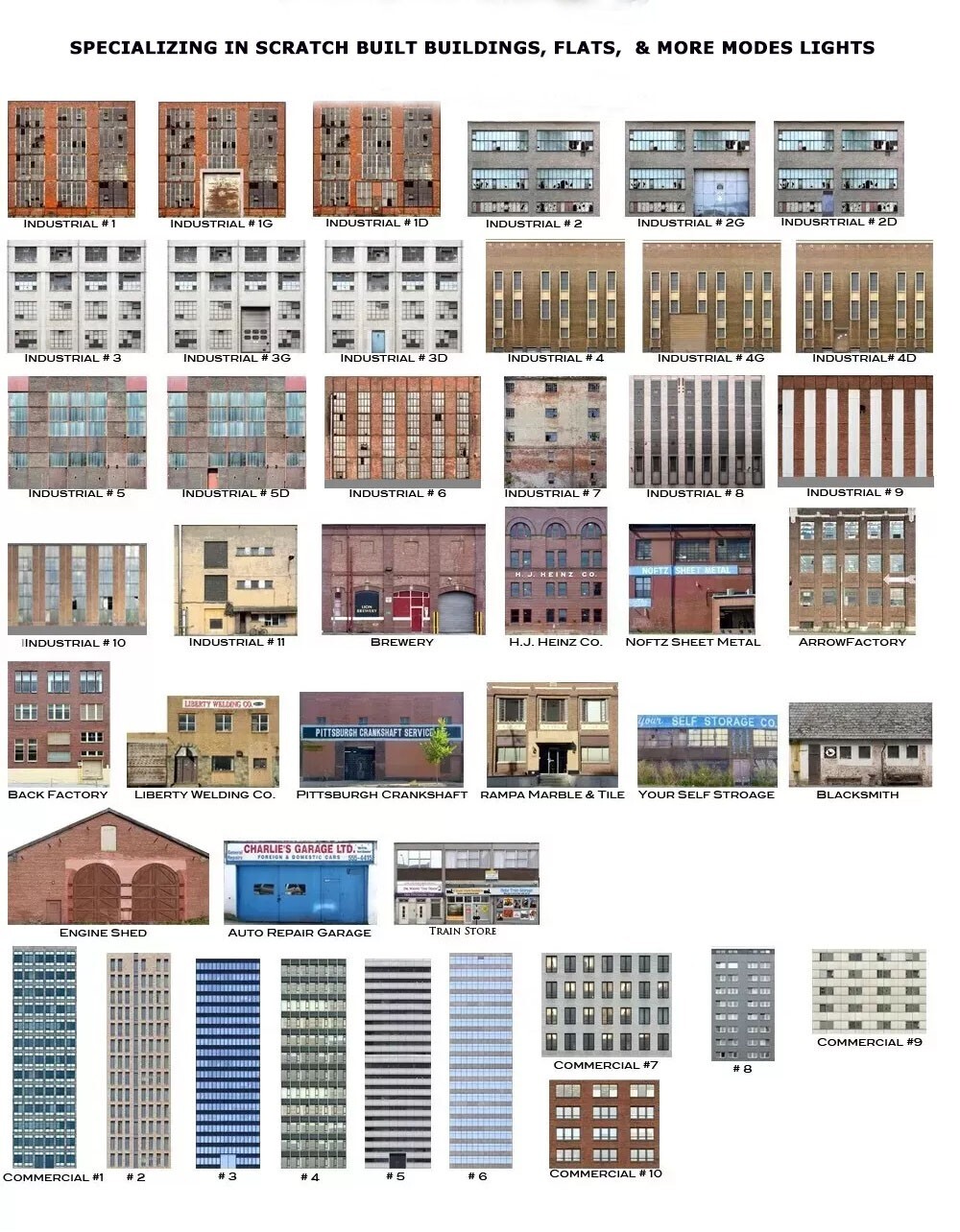 7 LED Lights Set Model Train Layout Buildings 9-12 Volt DC White, Fire Blink Red