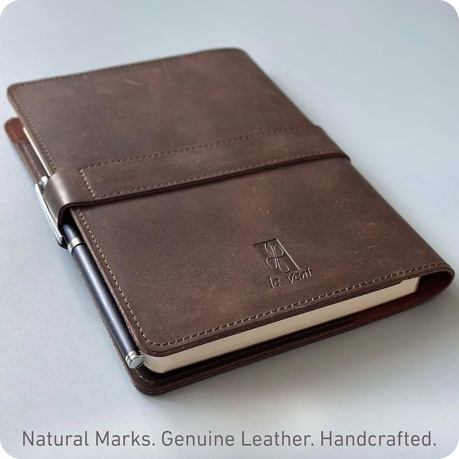 Refillable Genuine Leather Journal for Women & Men 5x8 Notebook for Work, Sketch