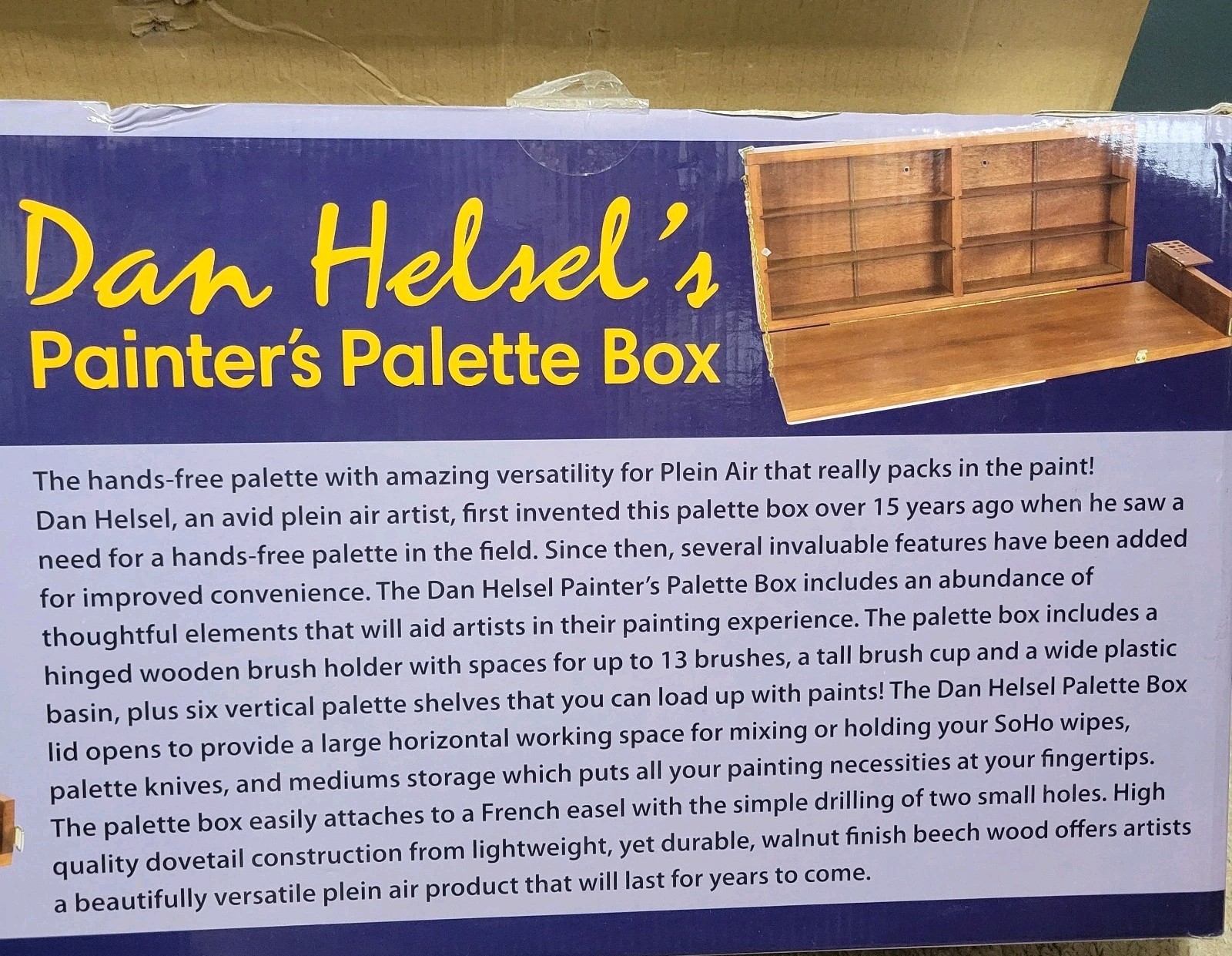 Dan Helsel's Painter's Palette Box Foldable for Plein Air French Easel