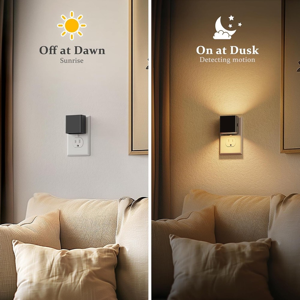 JandCase Night Light, Automatic Lights Plug into Wall, 2 Pack, 3000K-1