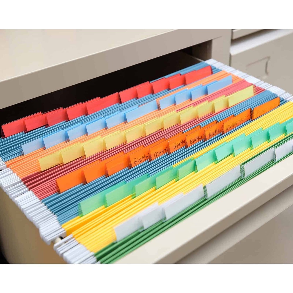Hanging File Folder Tabs, 50 Sets Plastic Inserts for Office, Multicolor