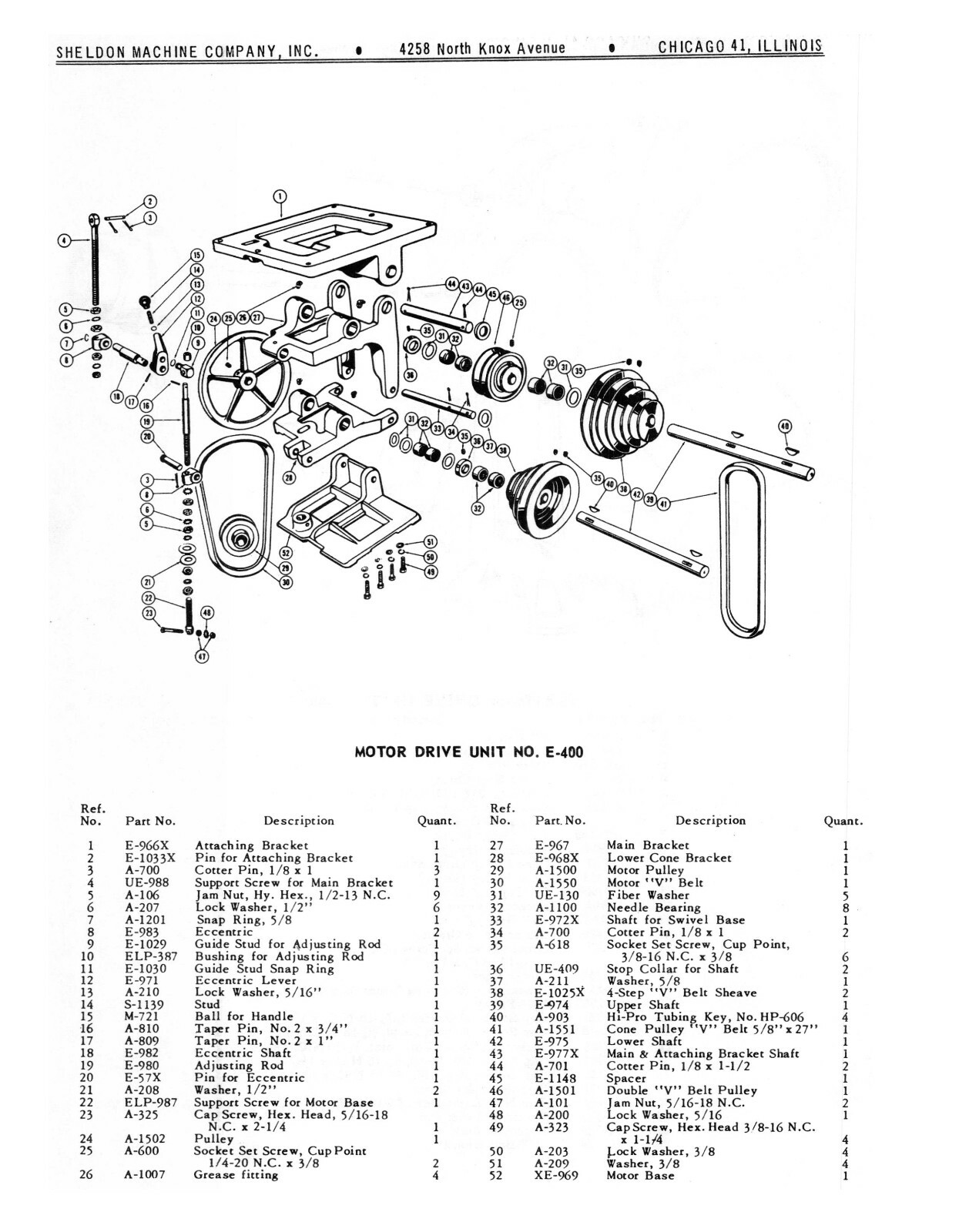 Sheldon 11" Lathe Models S-56 & KS Replacement Parts List Manual #1208