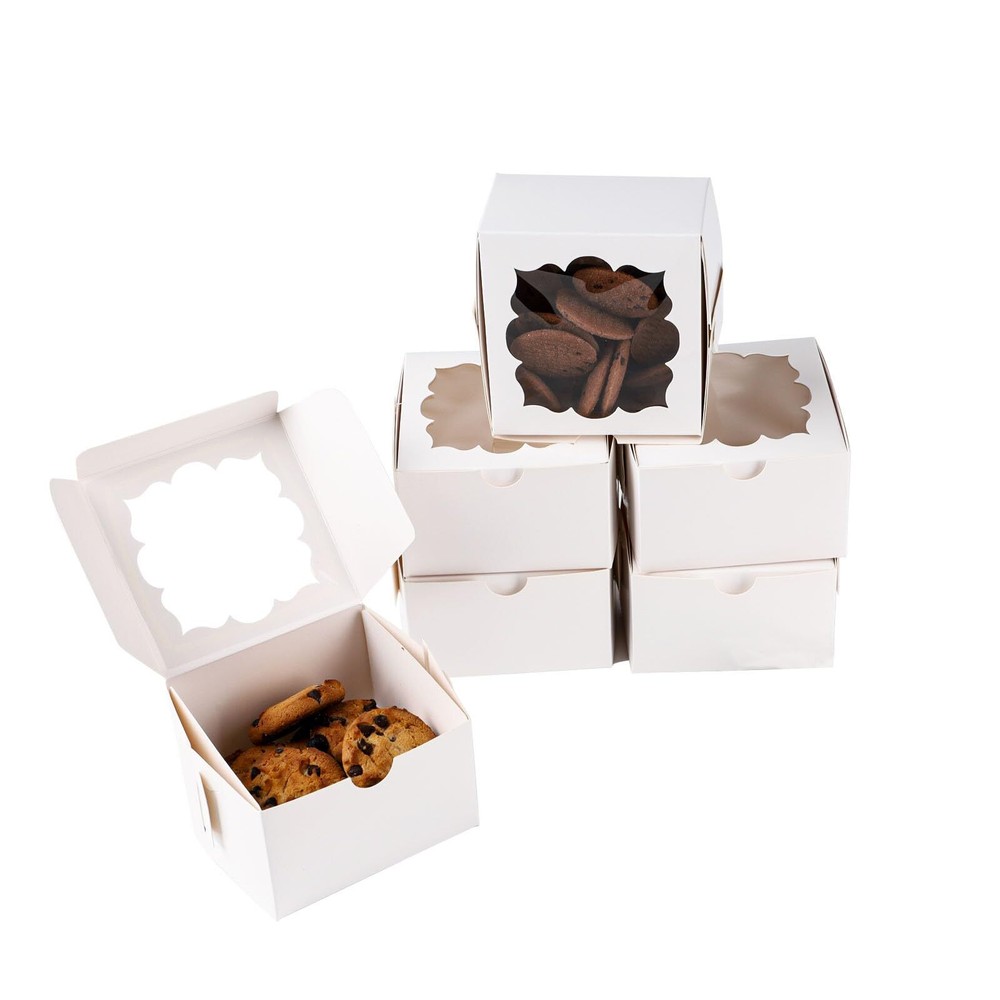 50pcs Cookie Boxes with Window Bakery Boxes Small Treat Boxes Mini Pie Boxes ...