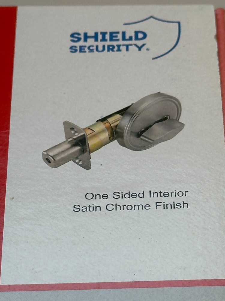 Shield Security Deadbolt One Sided Interior Satin Chrome Finish #913788 NEW