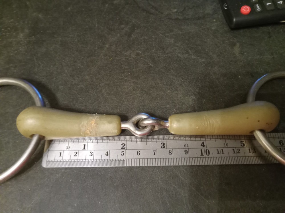 used loose ring snaffle bit 5 in mouth flex rubber plastic