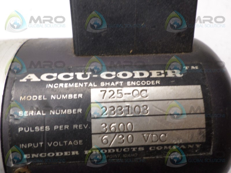 ACCU-CODER 725-OC INCREMENTAL SHAFT ENCODER UNMP