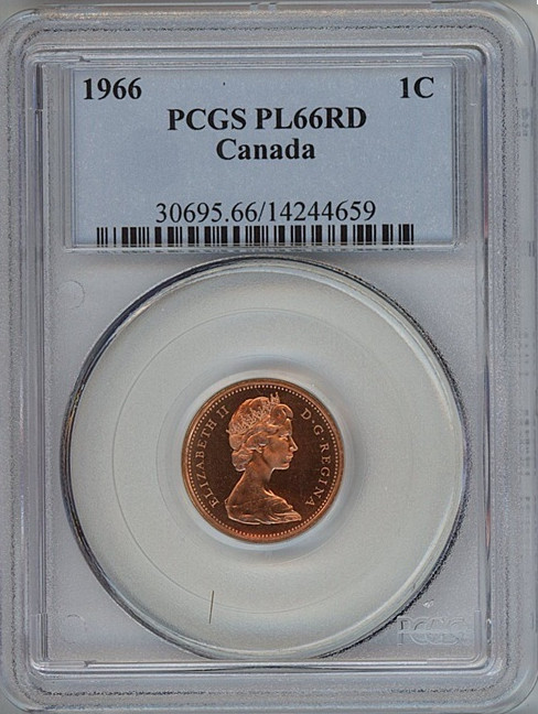 1966 Canada small cent PCGS PL66RD