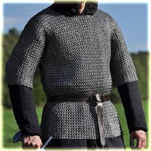 Flat Riveted With Flat Warser Chainmail shirt 10 mm Medium Size Half sleeve Hube