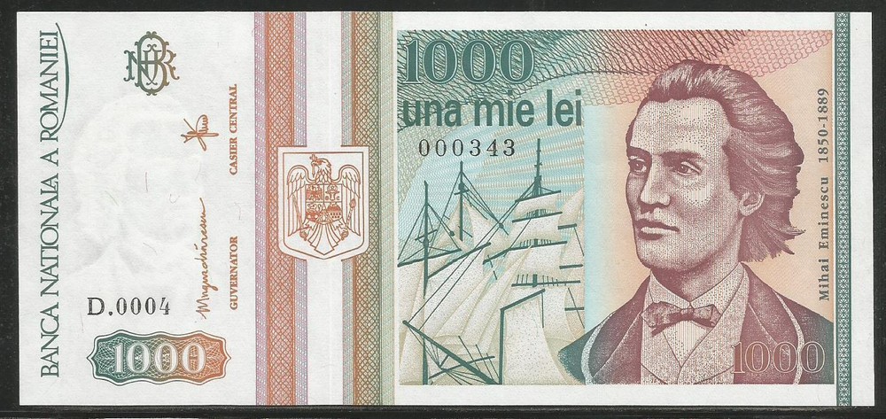Romania P-102 1000 Lei 1993 Unc