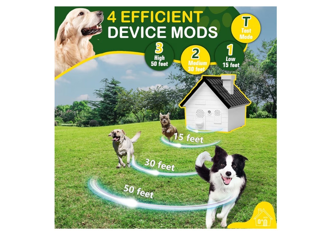 3 Modes 50Ft Ultrasonic Dog Bark Deterrent Device Weatherproof Safe Anti Bark