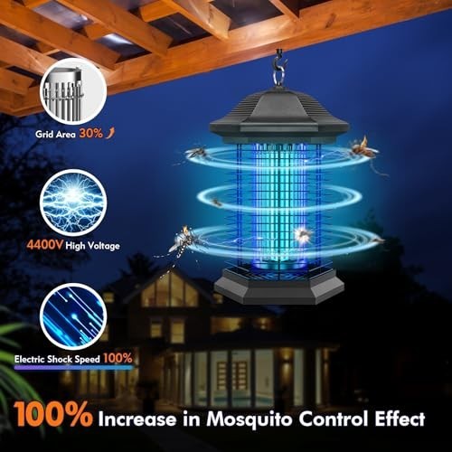 Powerful Bug Zapper 18W, 4400V Mosquito & Insect Repellent, 1/2 Acre Coverage, P