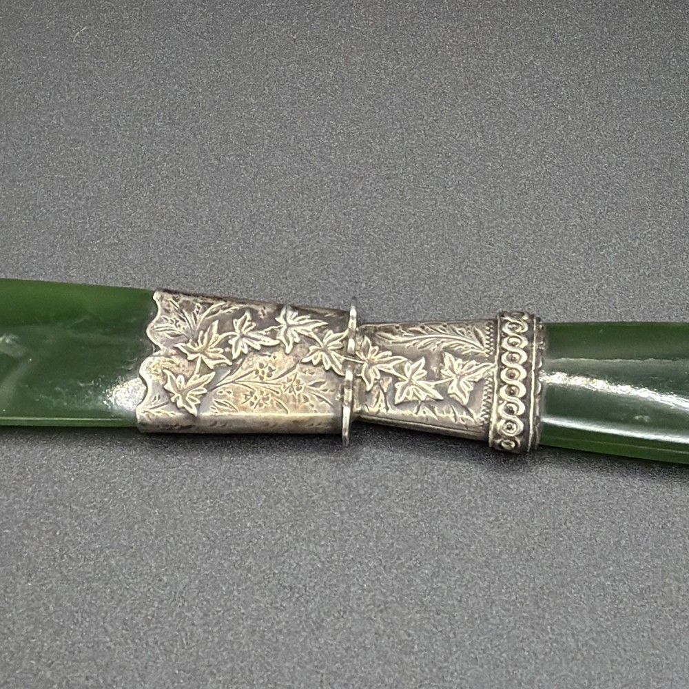 Antique Nephrite And Silver Page Turner