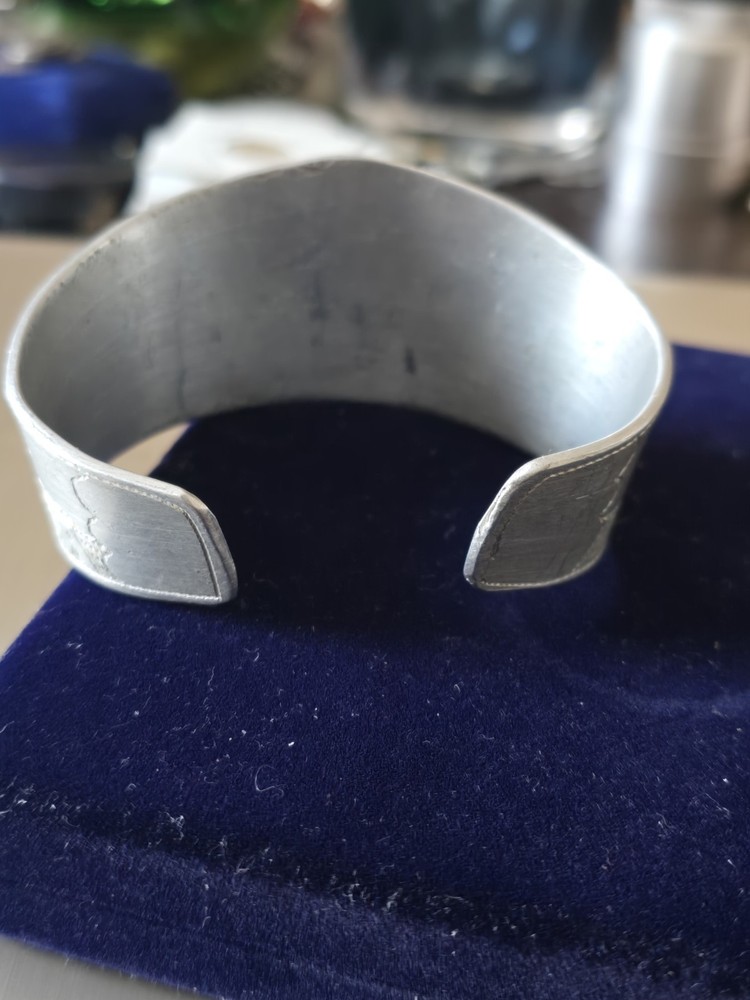 Vintage WW2 US Army Military Trench Art Engraved Decorated Metal Bracelet WWII