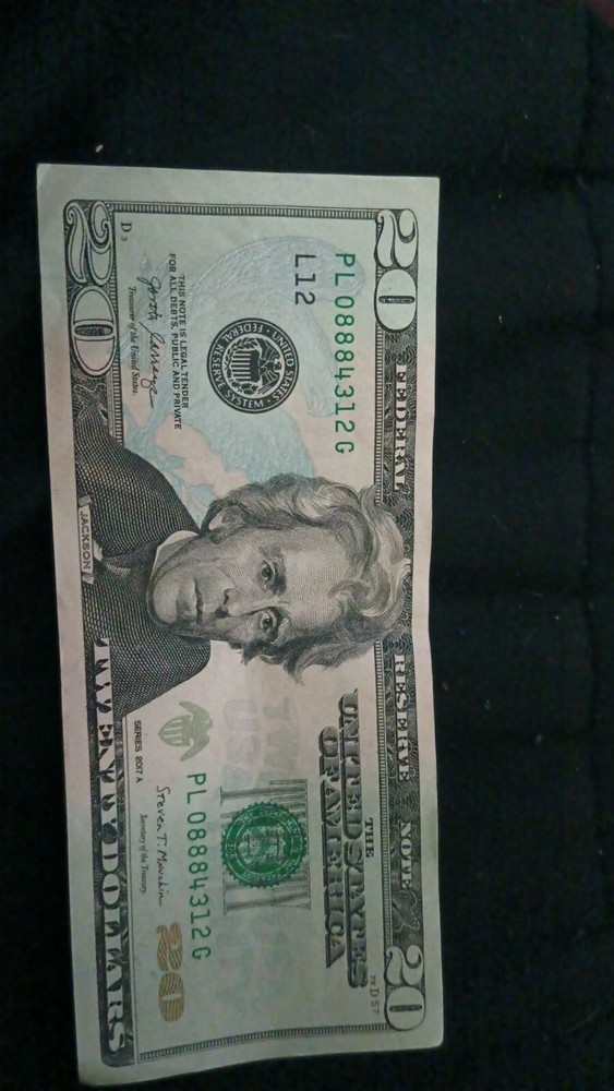 $20 Dollar Bill 3 sequential numbers Unique Printing Error!