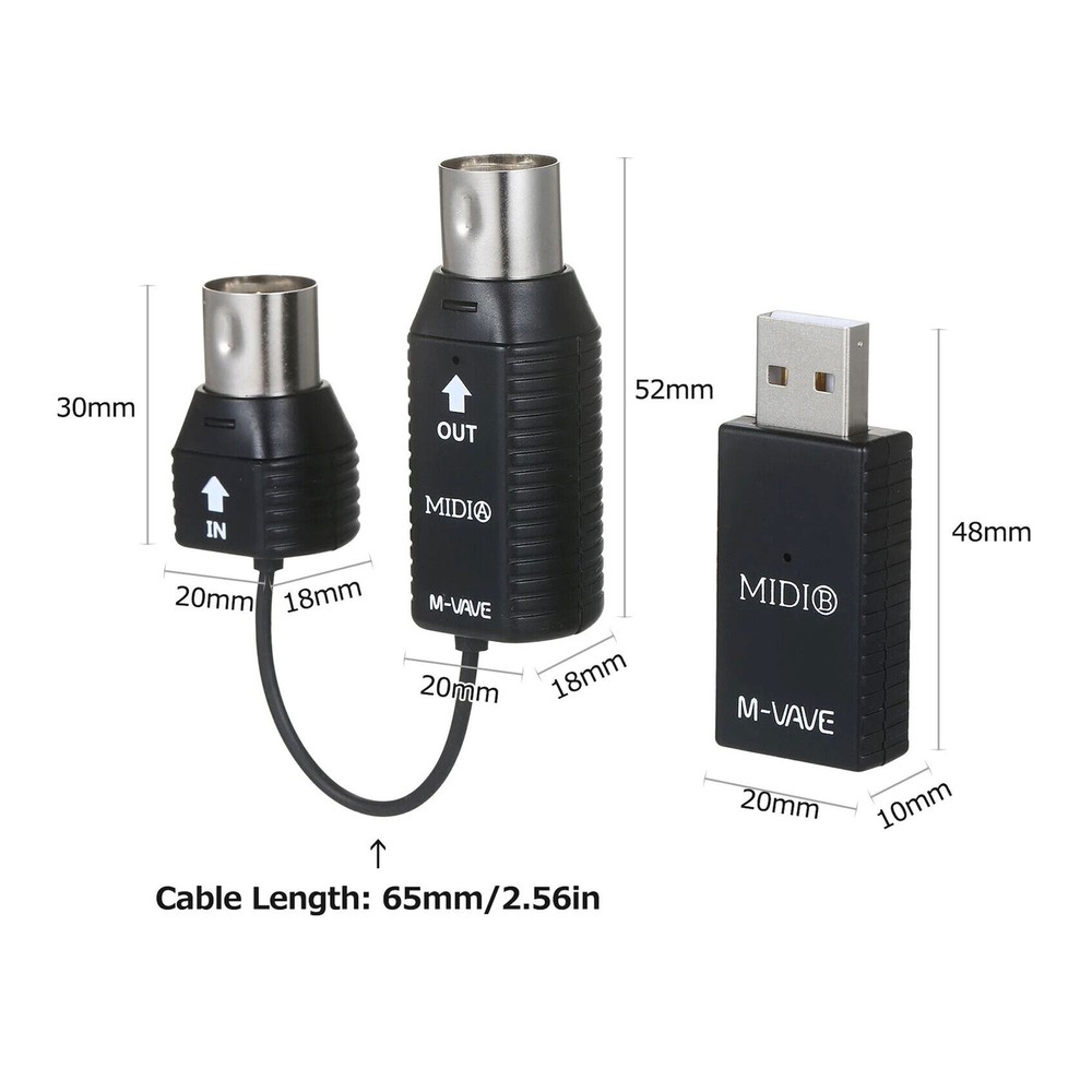M-VAVE Mini Wireless Transmission System MIDI Bluetooth Adapter USB Plug Play