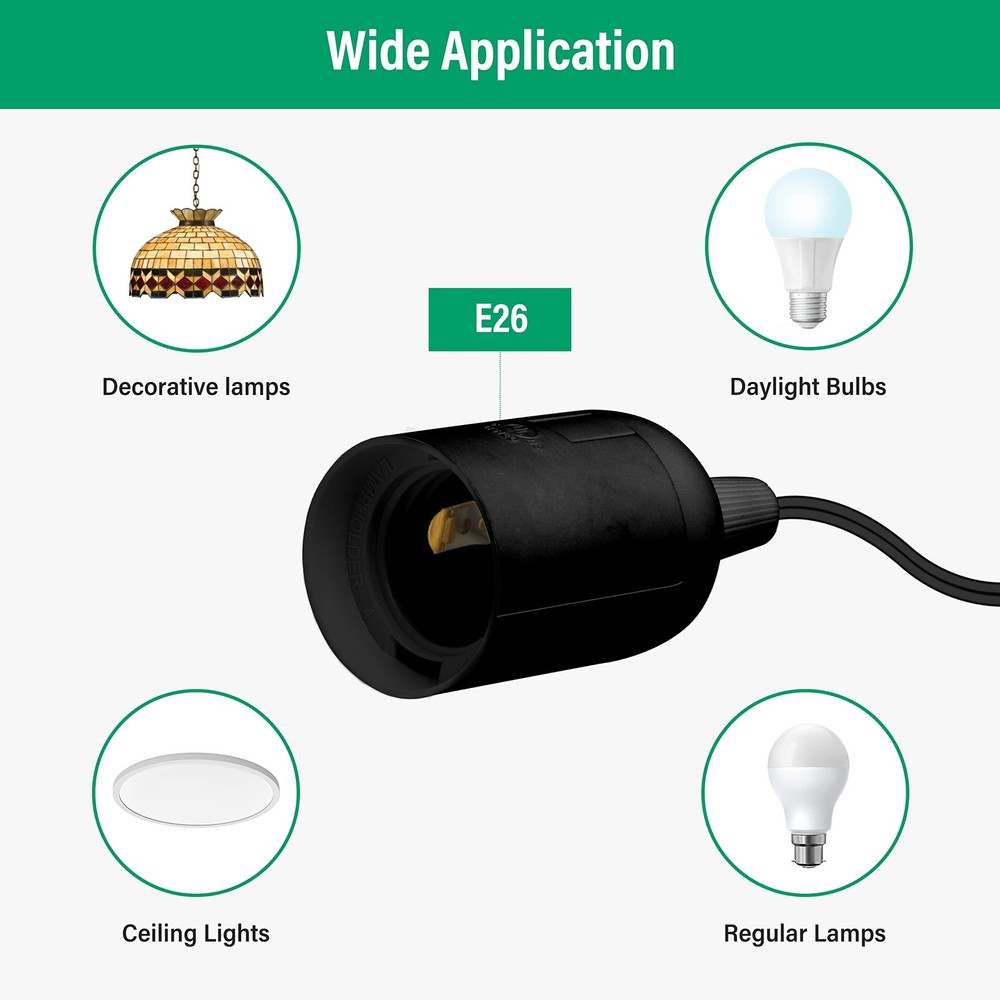 20ft Extension Hanging Lantern Pendant Light Cord Cable with E26 Socket, On/O...