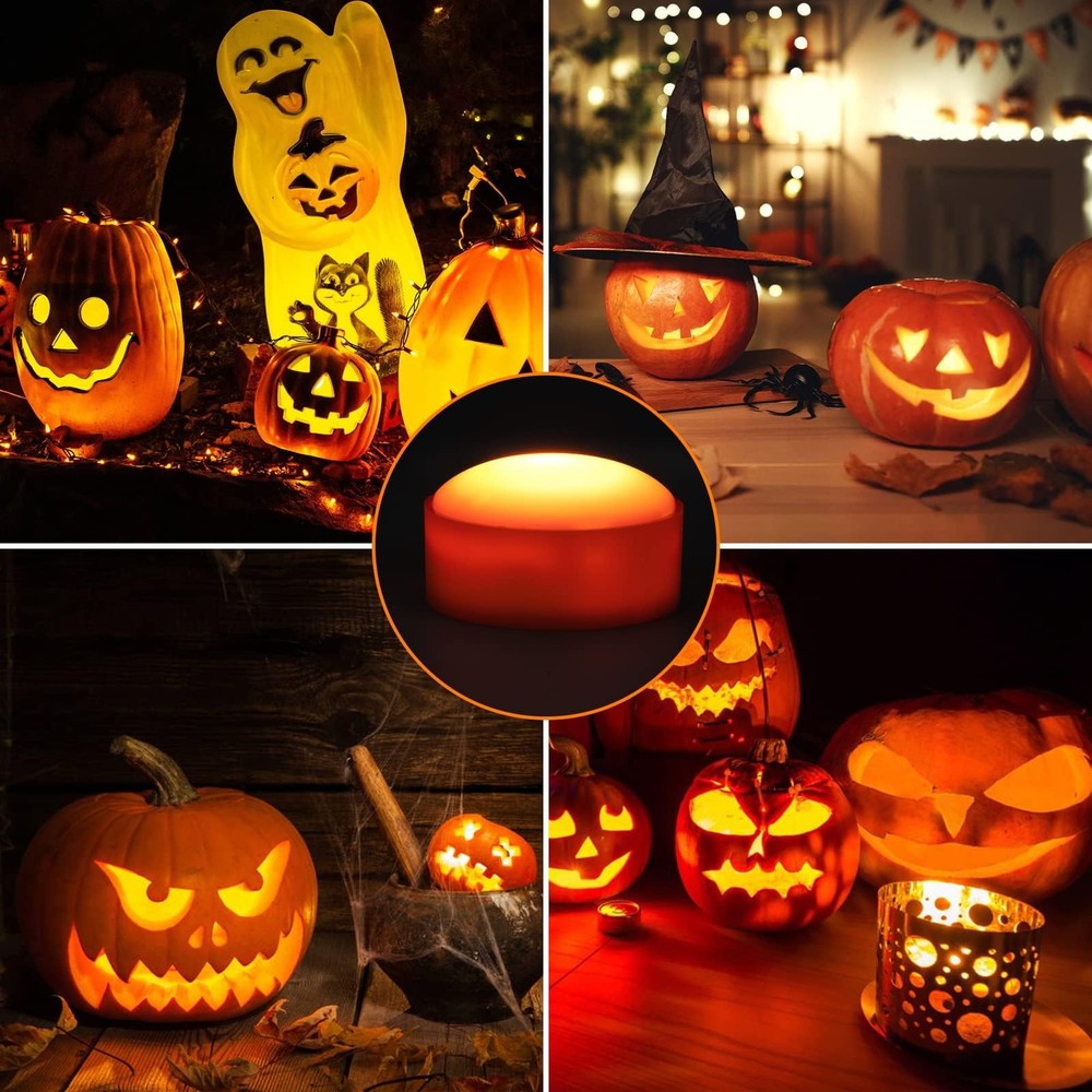 Halloween Jack-O-Lantern Lights Dimmable Timer Color Changing Remote 3 Pack