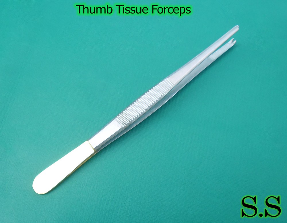 THUMB TISSUE FORCEPS 5.5" GOLD PLATED SURGICAL INSTRUMENTS