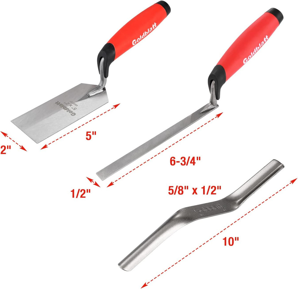 6PCS Masonry Hand Tool Set - Brick, Pointing, Margin, Tuck Pointing, and Jointer