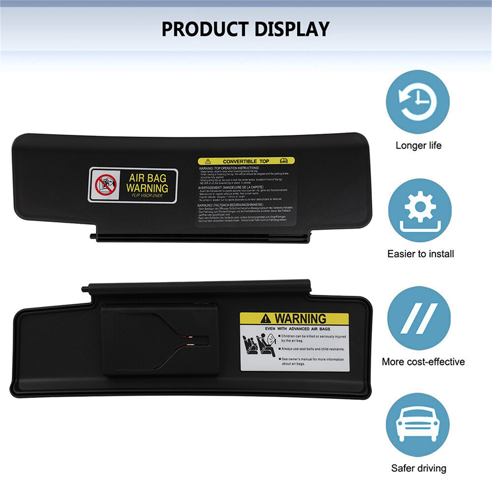 Left Driver Side Sun Visor Black For 2006-2015 Mazda MX-5 Miata
