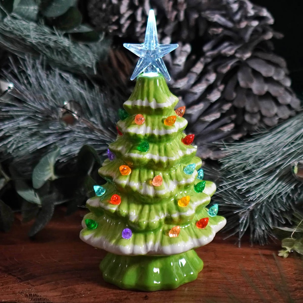 Lighted Green Ceramic Christmas Tree