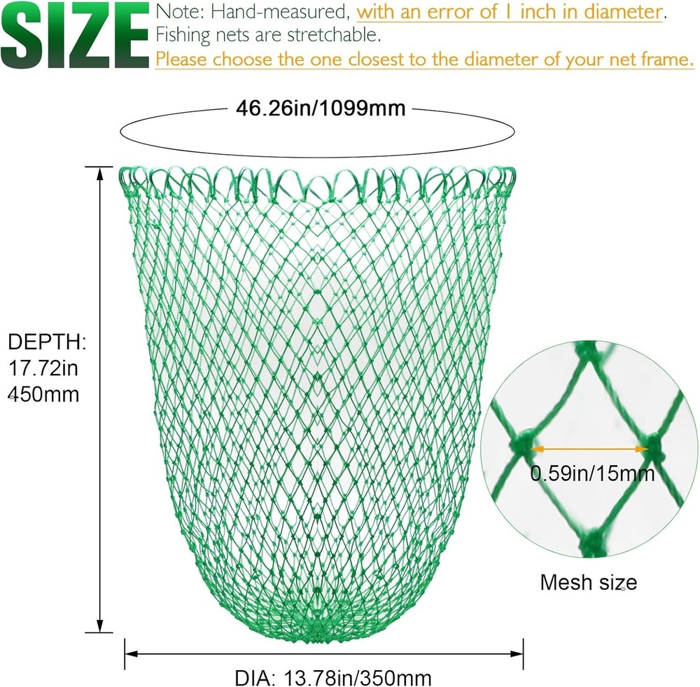 Foldable Fishing Net Replacement - Multiple Sizes, Perfect for Anglers