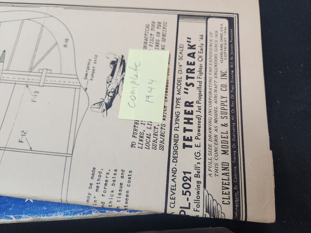 Cleveland Designed Master Balsa model plane kit Tether Streak GPL-5021 22" span