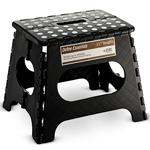Folding Step Stool - 11" Hight - The Lightweight Step Stool is Sturdy Black