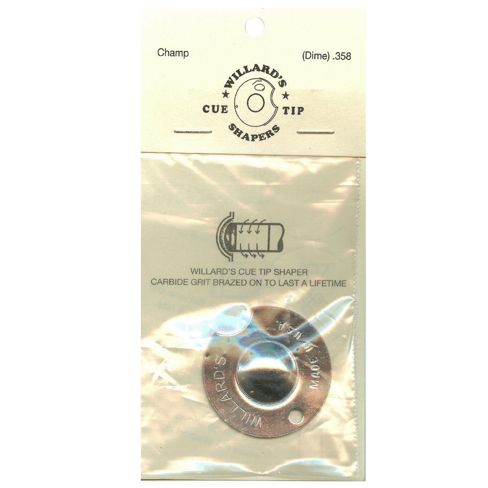 Willard's Pool Cue Tip Shape Tool Willards Dime Radius Champ Shaper