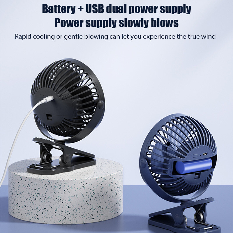 USB Rechargeable Mini Cooling Fan Clip On Desk Table Office Stroller Camping Gym