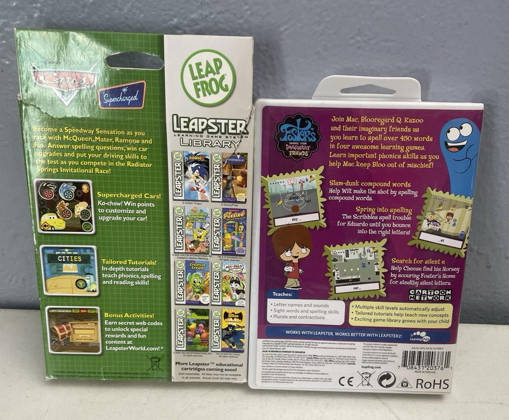 Leap Frog Leapster Learning Games Complete in Case Scholastic 4 Assorted