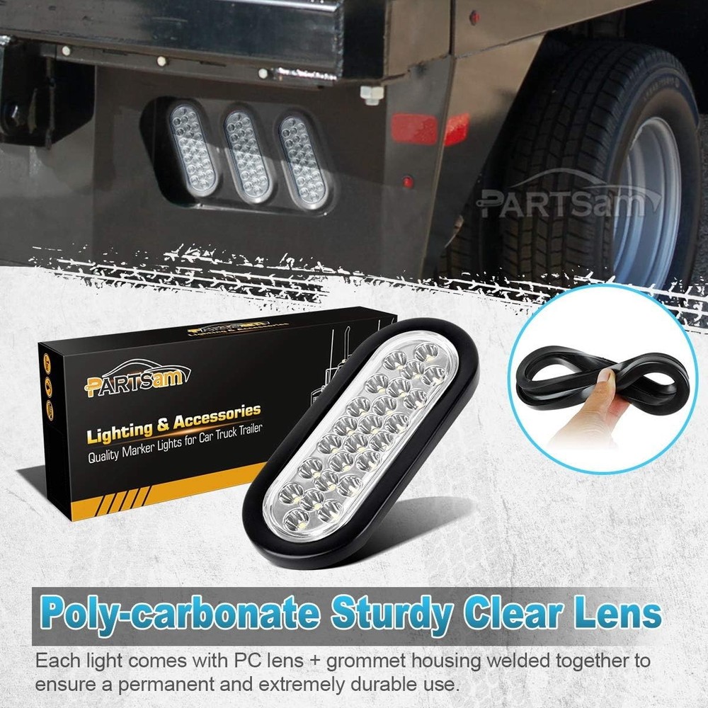 6 Inch Oval White Stop Turn Tail Reverse Fog Lights