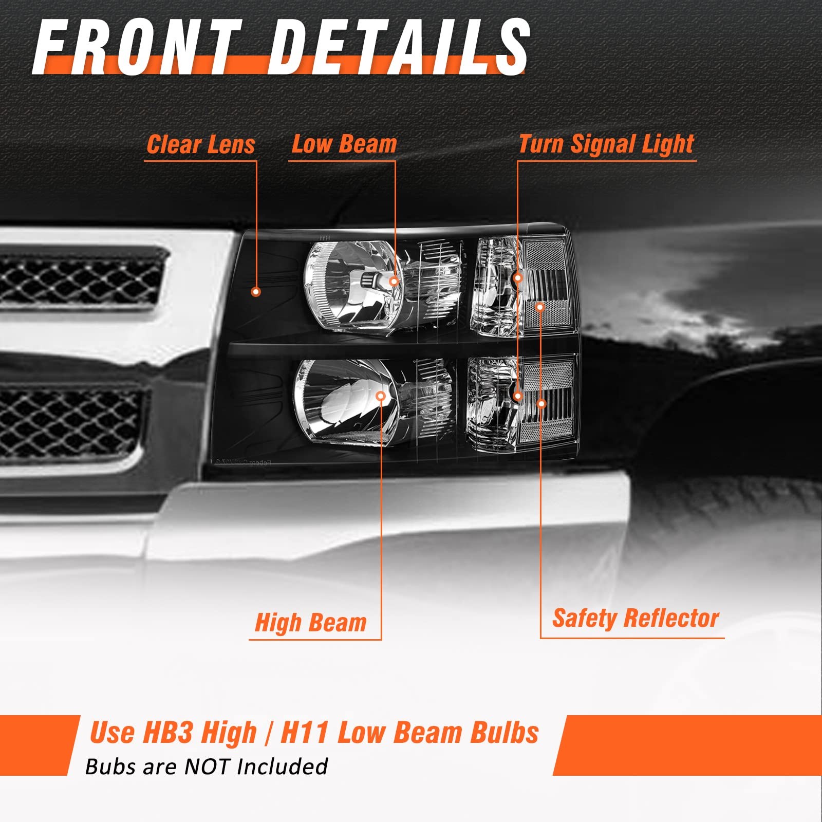 Headlights Assembly fit Chevy 07-14 Silverado /07-13 Silverado 1500