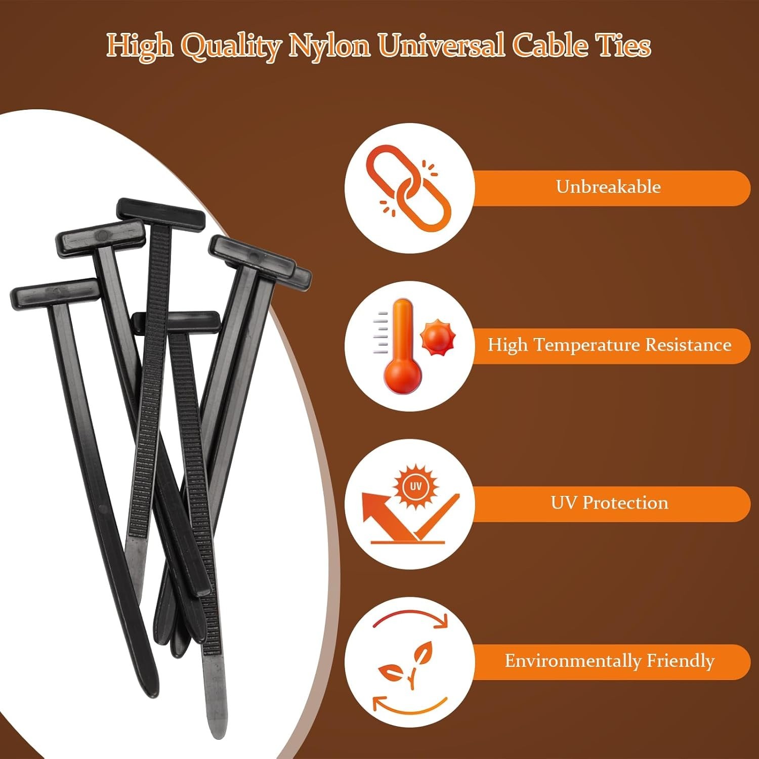 100 PCS Nylon Cable Tie Buckle,Heavy Duty Self-Locking Zip Ties Holder Universal