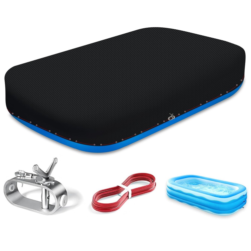 10x6 Ft Rectangular Pool Cover for Above Ground Pools - Large Inflatable Pool...