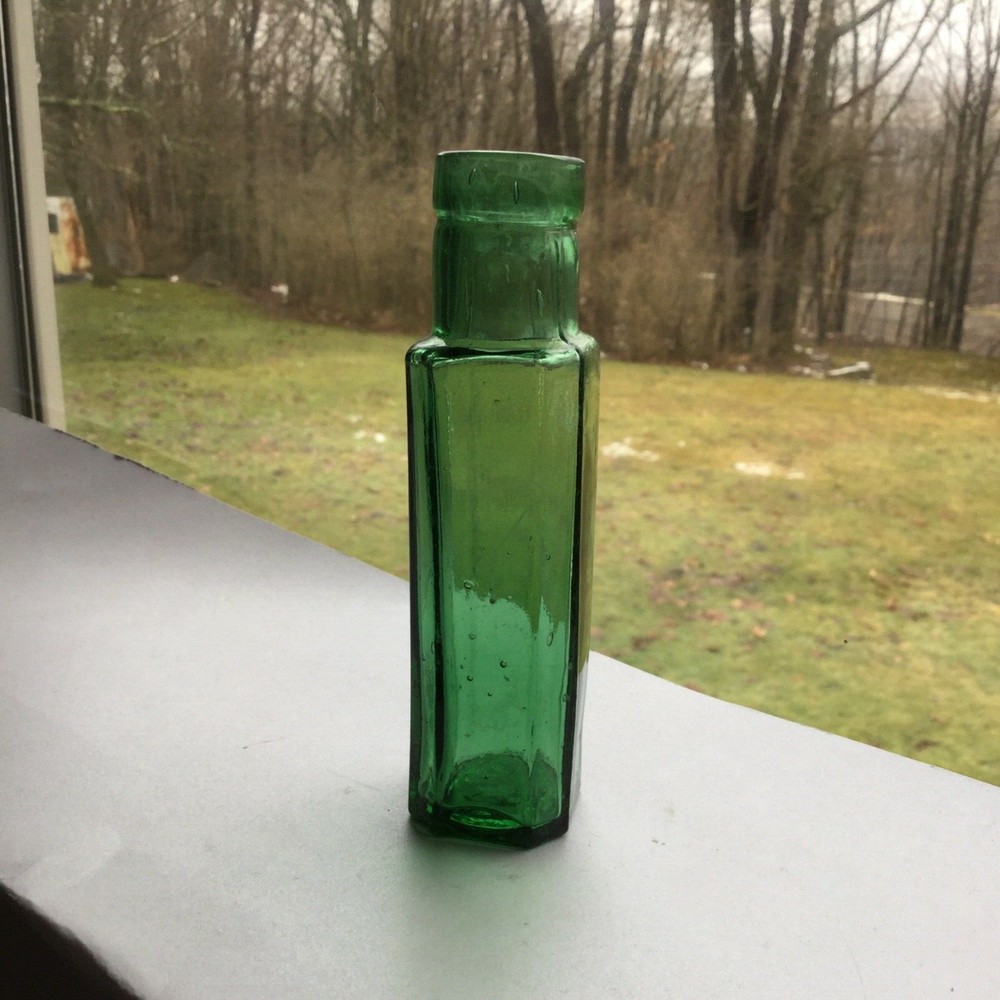 Small Green Antique Condiment Bottle