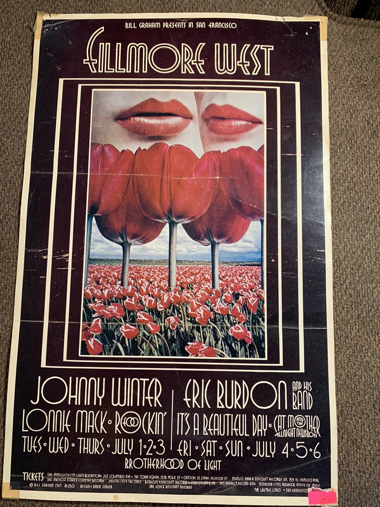 Vintage Fillmore West Rock Posters Johnny Winters