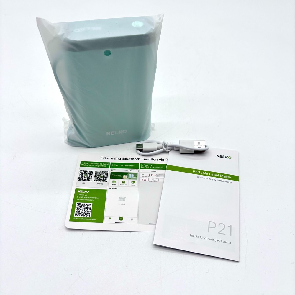 Nelko Portable Wireless Label Maker Model P21 - Green