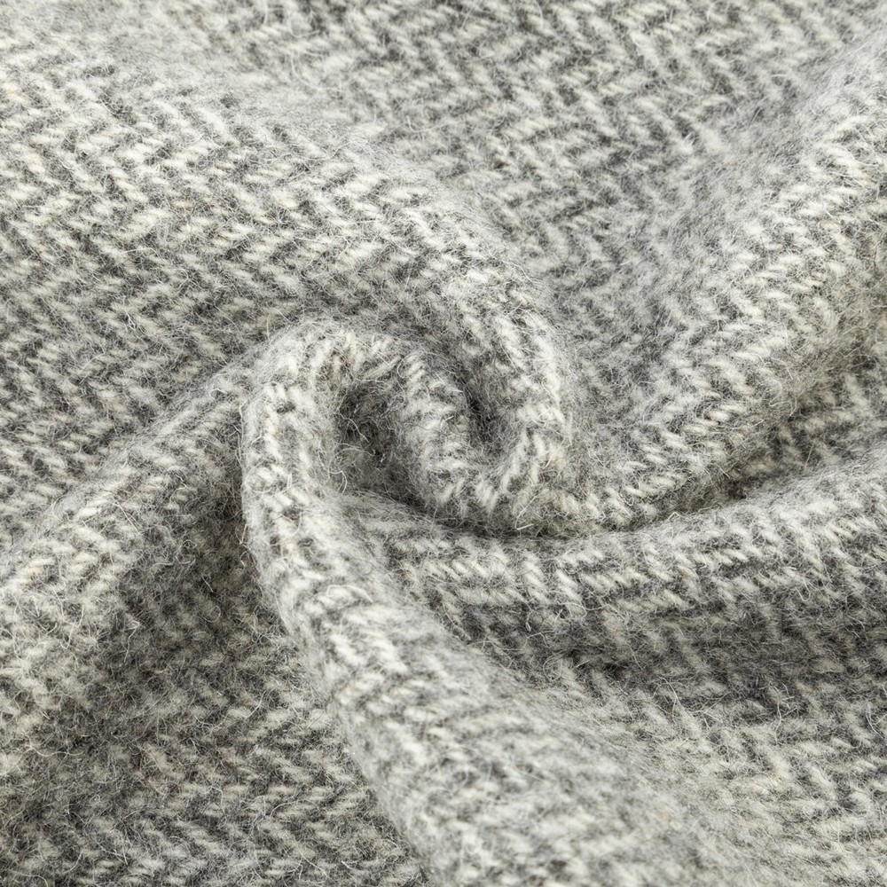 Spencer & Whitney Wool Herringbone Throw Blanket, Grey, Queen Size