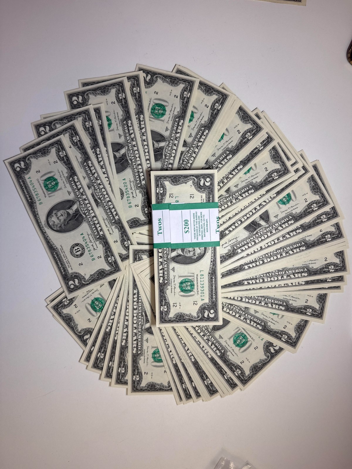 🇺🇸 Pack of 5 NEW UNC $2 Bills 2017 A Consecutive Serials Two Dollar REAL CASH