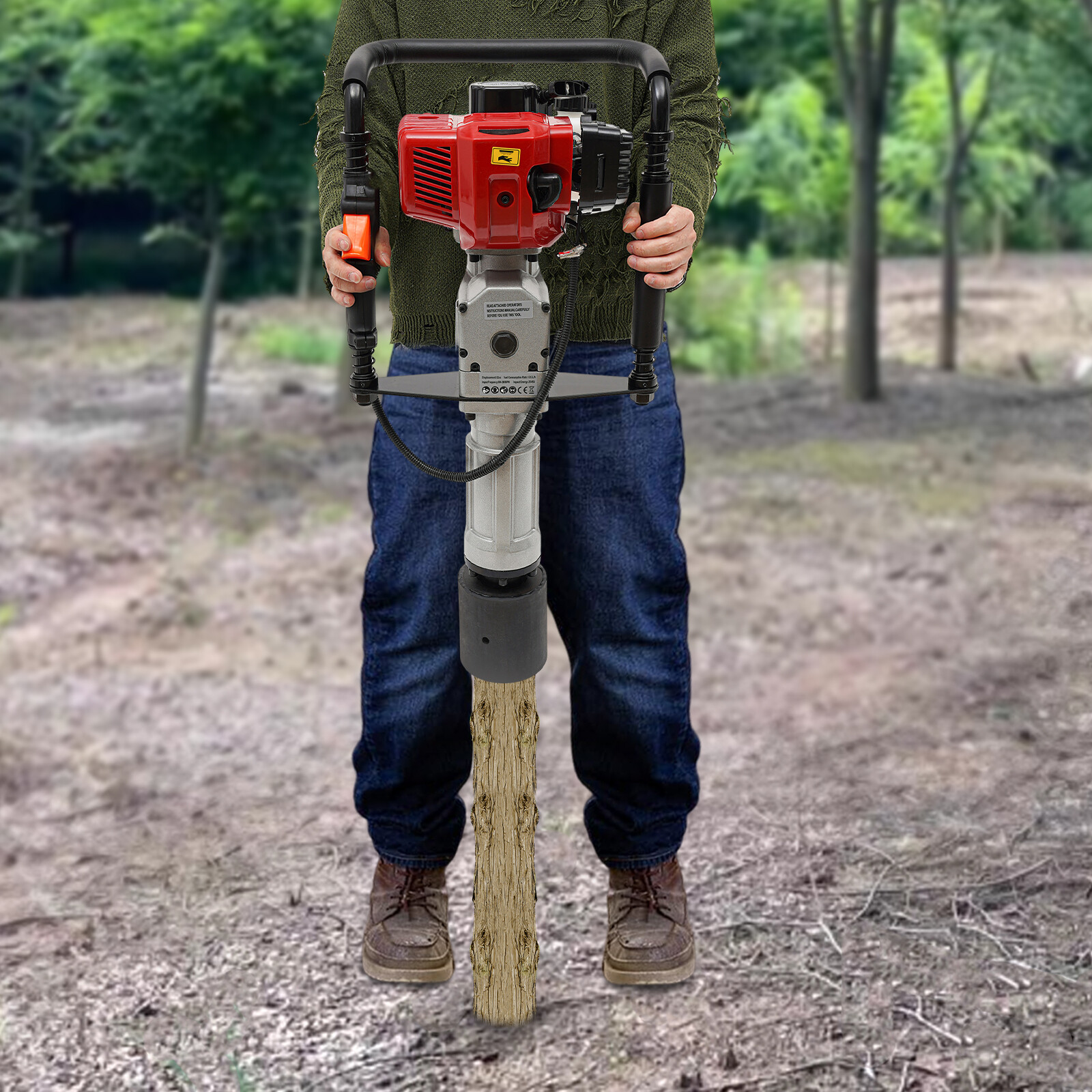 2 Stroke Post Driver Air Cool Machine Mixed Oil/Gasoline Powered Pile 52 CC