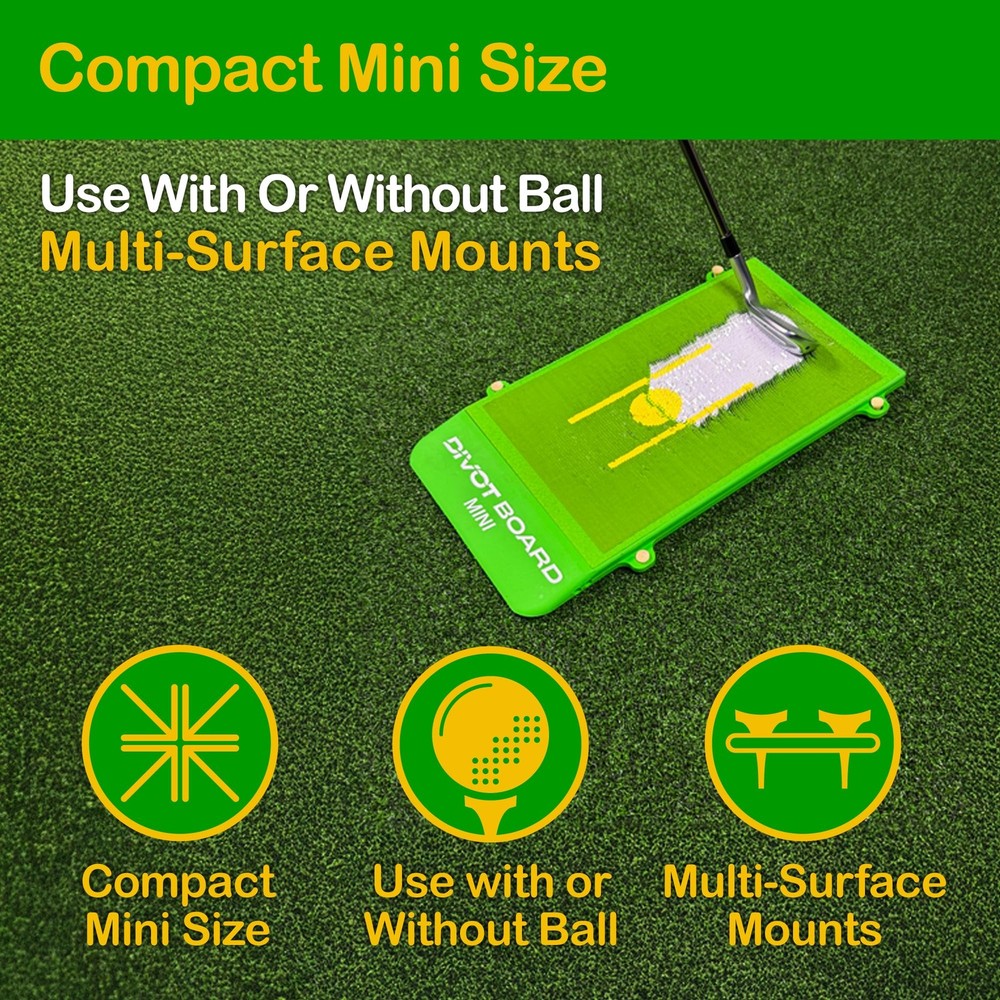 Golf Hitting Mat & Swing Path Trainer – Mini with Instant Impact Feedback for...