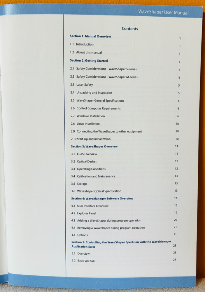Finisar 1134082 2012 WaveShaper User Manual.