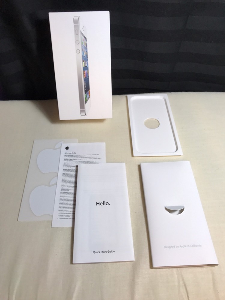 Apple iPhone 5 32 GB Empty Box Quick Start Guide Info Guide Stickers Tray Insert