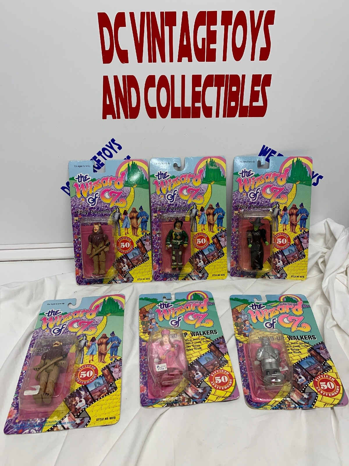 Wizard Of Oz Wind Up Walkers & Poseable Figure Lot Cowardly Lion 1988 - Sealed